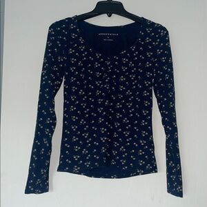 Aeropostale Dark Blue Floral Print Top